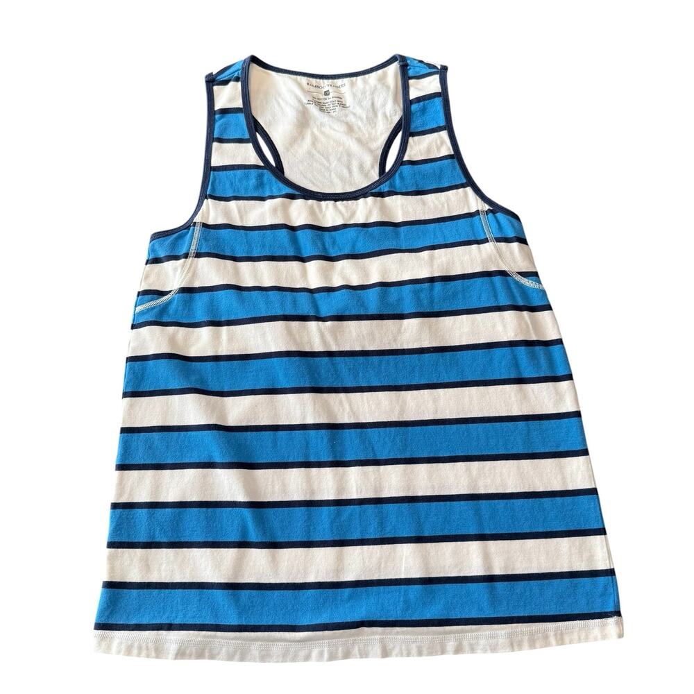 Bamboo traders Women’s blue, navy, white striped racerback tank, builtin bra, L
